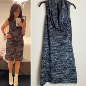 KayOss Sleeveless Funnel Neck Grey Black White Sweater Dress Midi Small